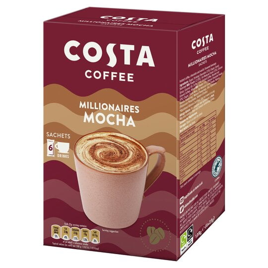 Costa Milionaires Mocha Coffee 6 Sachets (6x23g) NEW