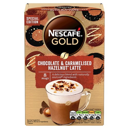 Nescafe Gold Chocolate & Caramel Hazelnut Latte 8 Sachets 148g